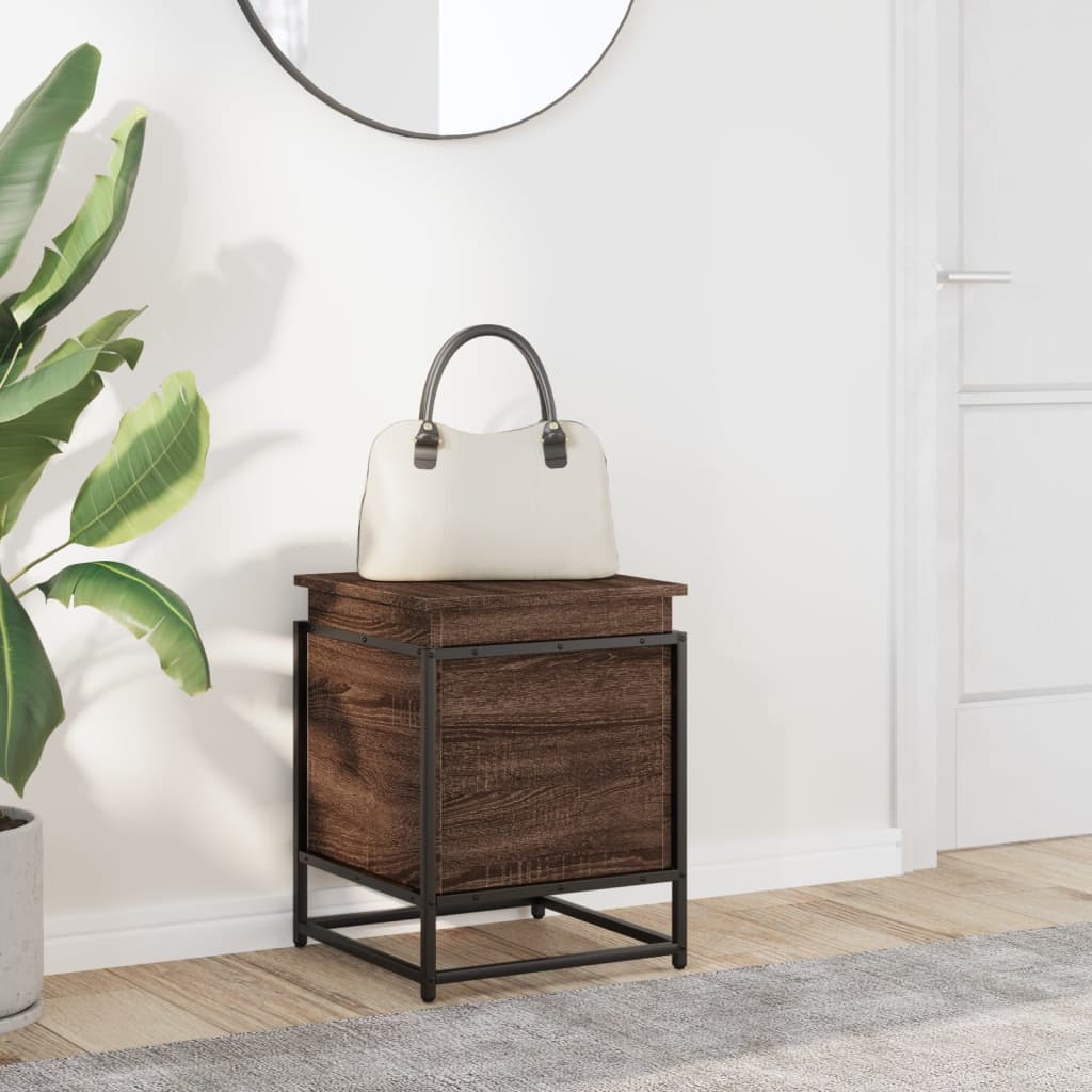Storage Box with Lid Brown Oak 40x40x51.5 cm Engineered Wood