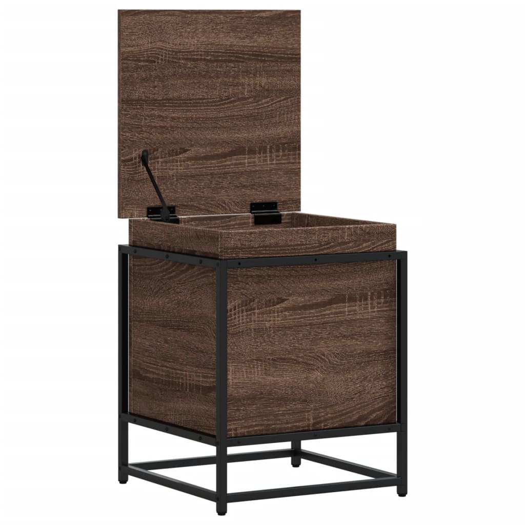 Storage Box with Lid Brown Oak 40x40x51.5 cm Engineered Wood