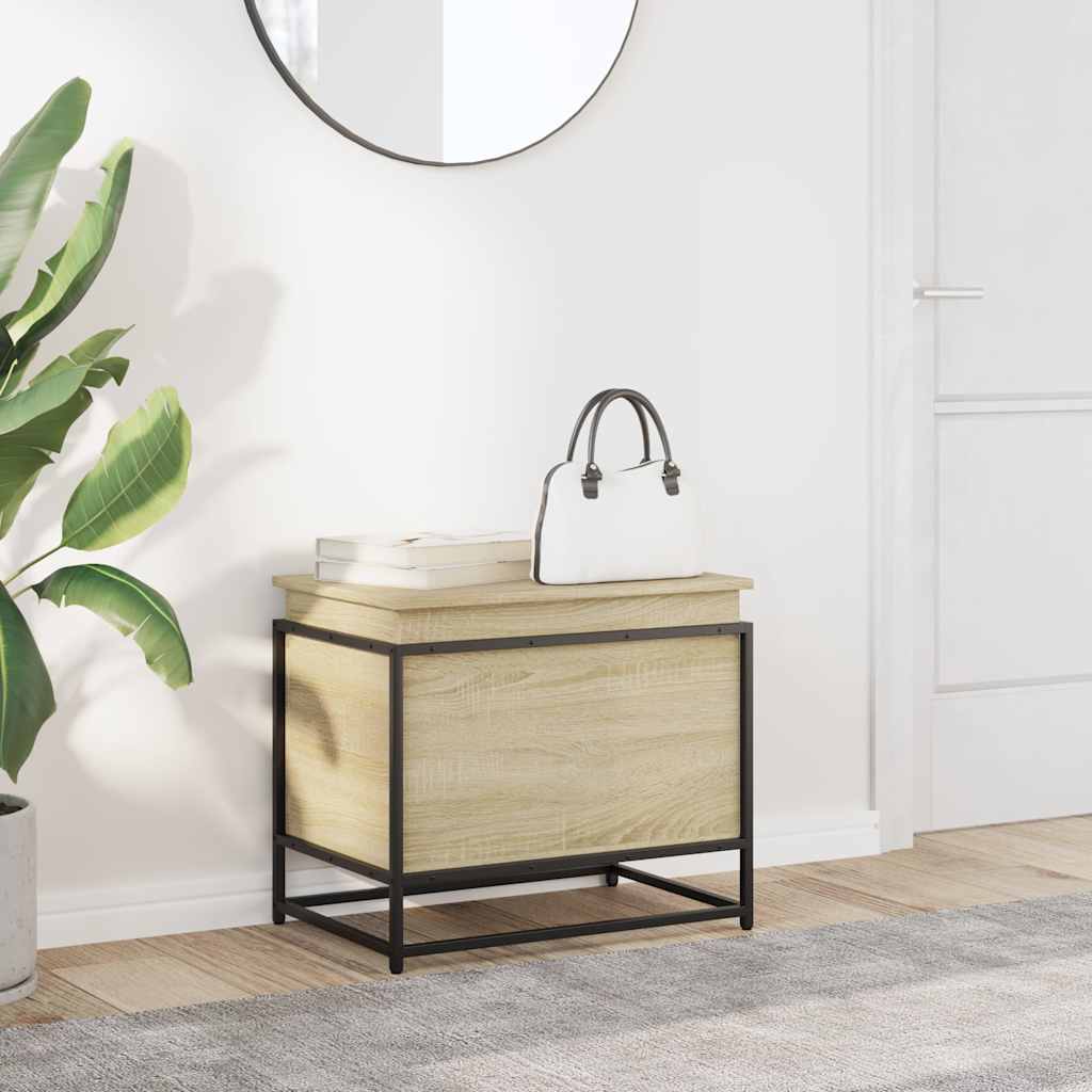 Storage Box with Lid Sonoma Oak 60x40x51.5 cm Engineered Wood