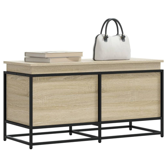 Storage Box with Lid Sonoma Oak 100x40x51.5 cm Engineered Wood