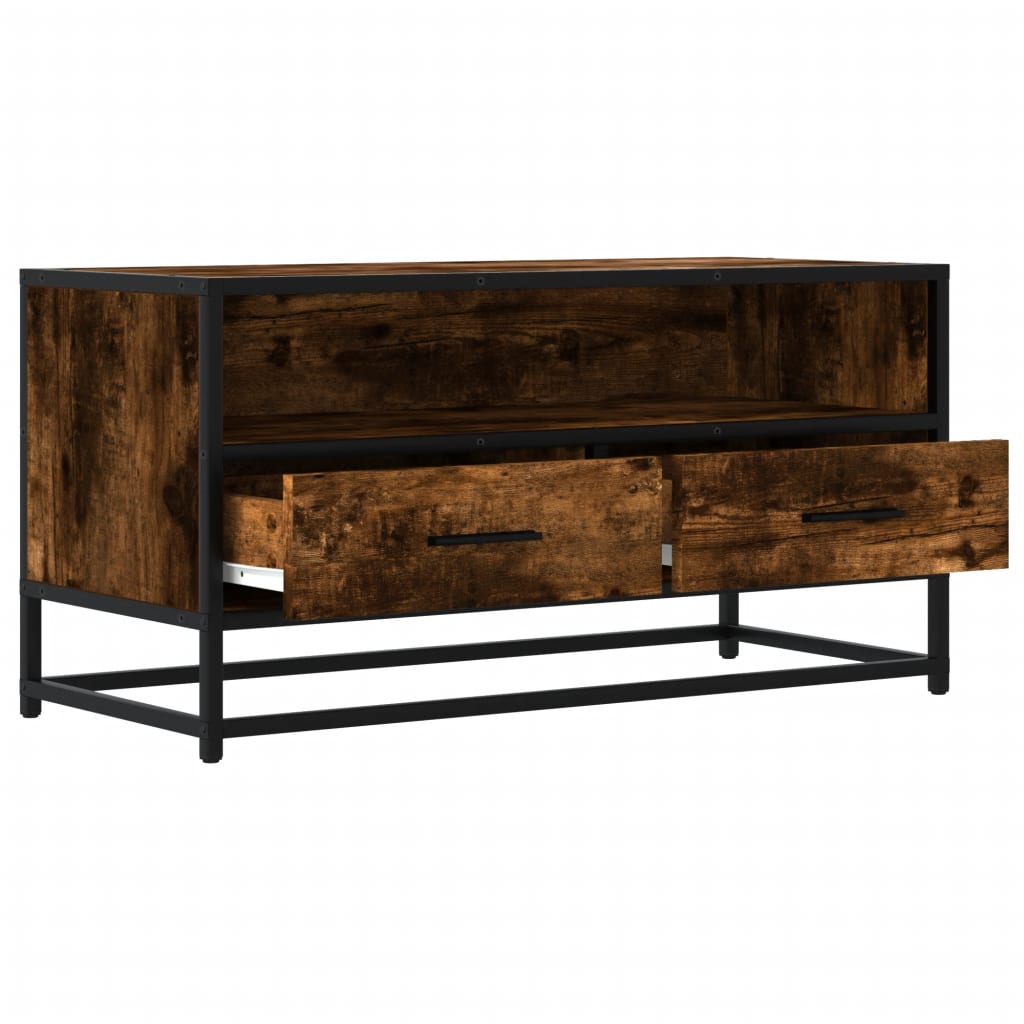 TV Cabinet Smoked Oak 80x34.5x40 cm Engineered Wood and Metal