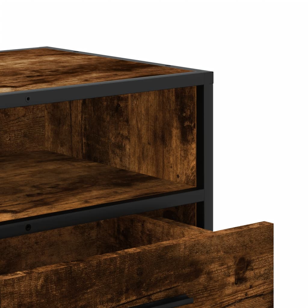 TV Cabinet Smoked Oak 80x34.5x40 cm Engineered Wood and Metal