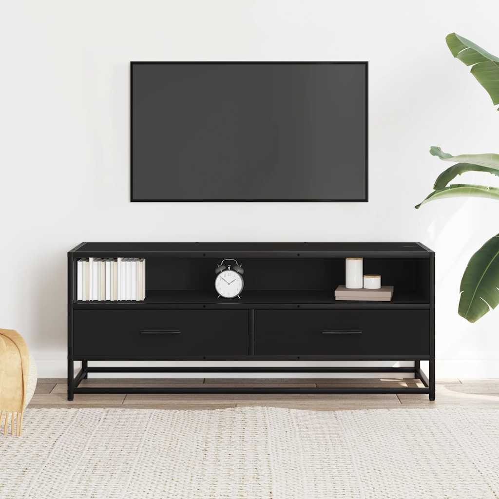 TV Cabinet Black 100x34.5x40 cm Engineered Wood and Metal