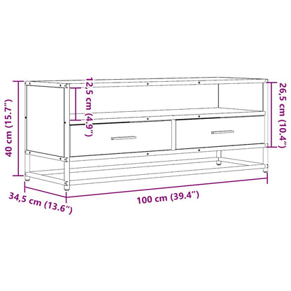 TV Cabinet Black 100x34.5x40 cm Engineered Wood and Metal