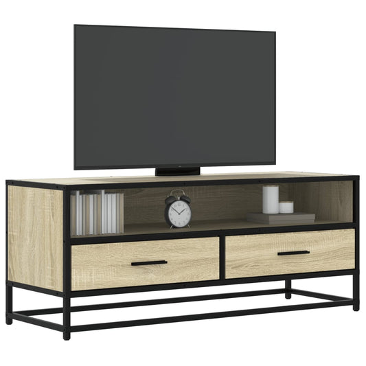 TV Cabinet Sonoma Oak 100x34.5x40 cm Engineered Wood and Metal