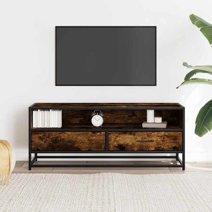 TV Cabinet Smoked Oak 100x34.5x40 cm Engineered Wood and Metal