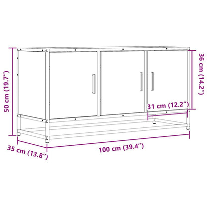 TV Cabinet Grey Sonoma 100x35x50 cm Engineered Wood and Metal