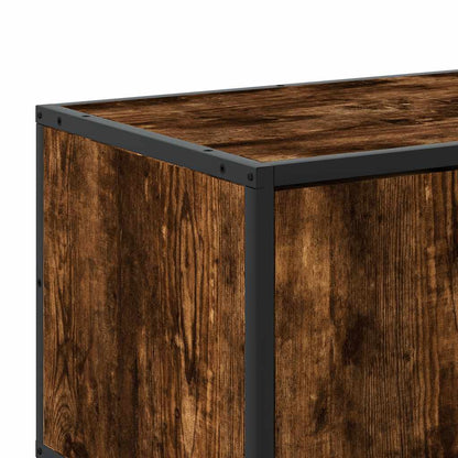 TV Cabinet Smoked Oak 160x35x41 cm Engineered Wood and Metal