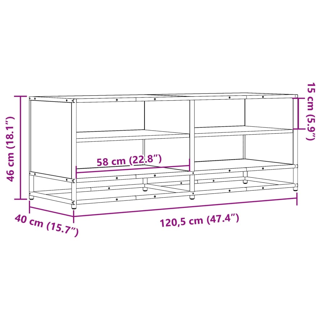 TV Cabinet Sonoma Oak 120,5x40x46 cm Engineered Wood and Metal