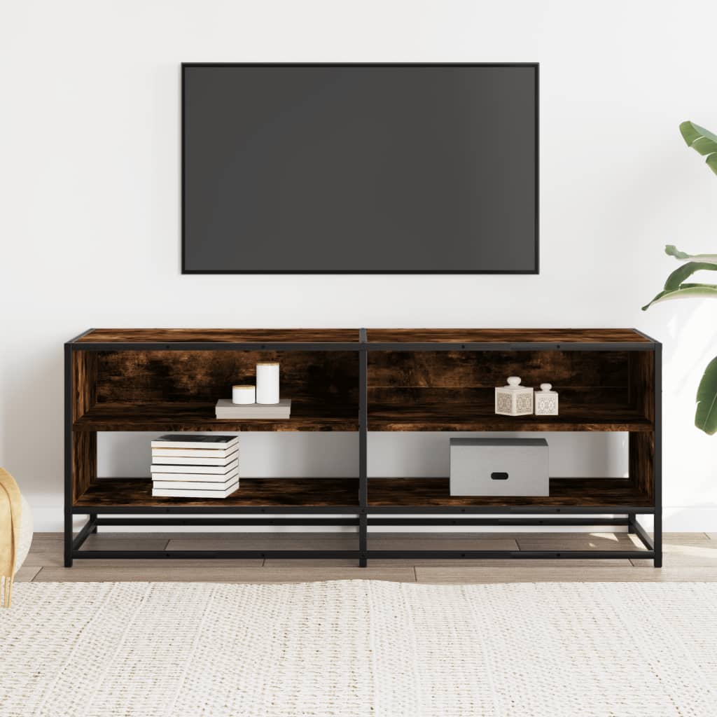 TV Cabinet Smoked Oak 120,5x40x46 cm Engineered Wood and Metal
