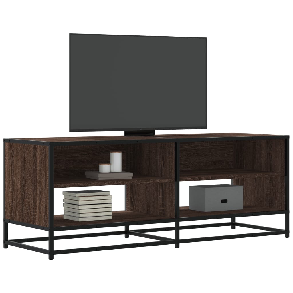 TV Cabinet Brown Oak 120,5x40x46 cm Engineered Wood and Metal