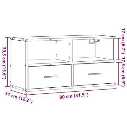 TV Cabinet Smoked Oak 80x31x39.5 cm Engineered Wood and Metal