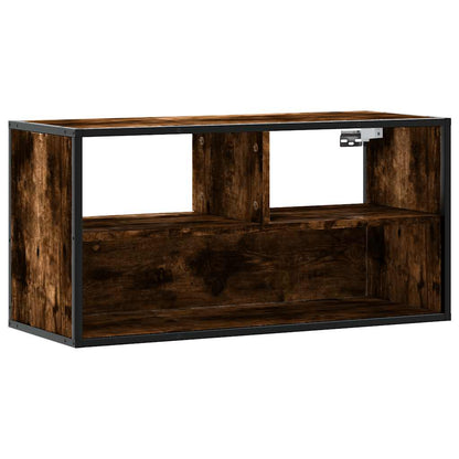 TV Cabinet Smoked Oak 80x31x39.5 cm Engineered Wood and Metal