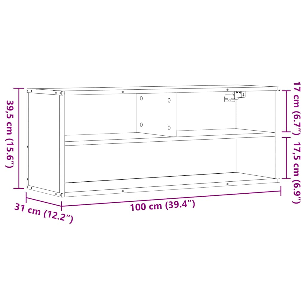TV Cabinet Black 100x31x39.5 cm Engineered Wood and Metal