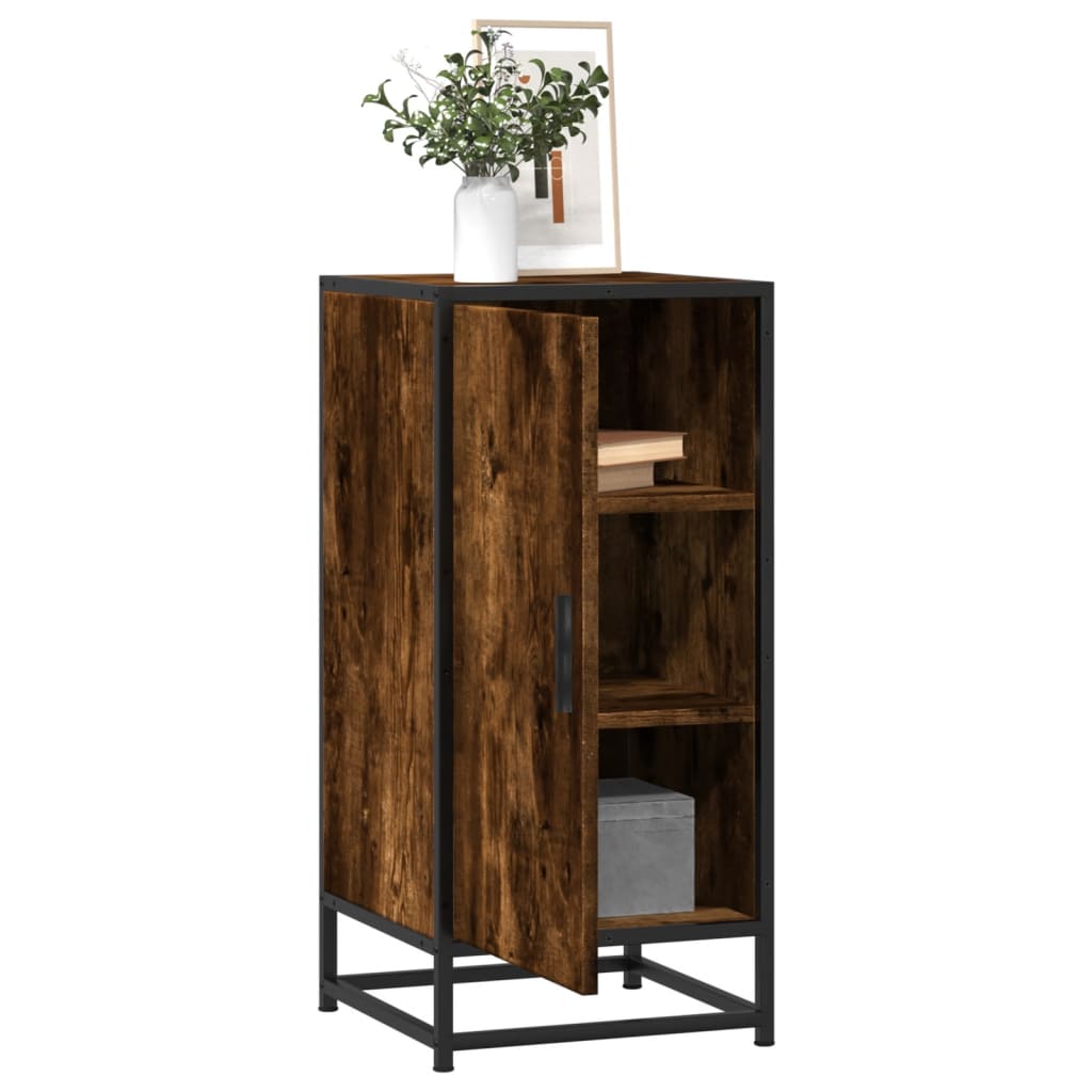 Sideboard Smoked Oak 35.5x35x76 cm Engineered Wood and Metal