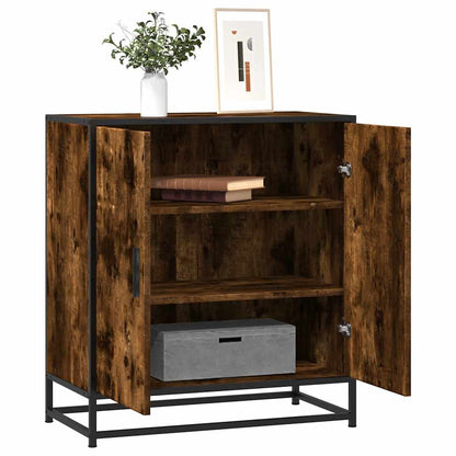 Sideboard Smoked Oak 68x35x76 cm Engineered Wood and Metal