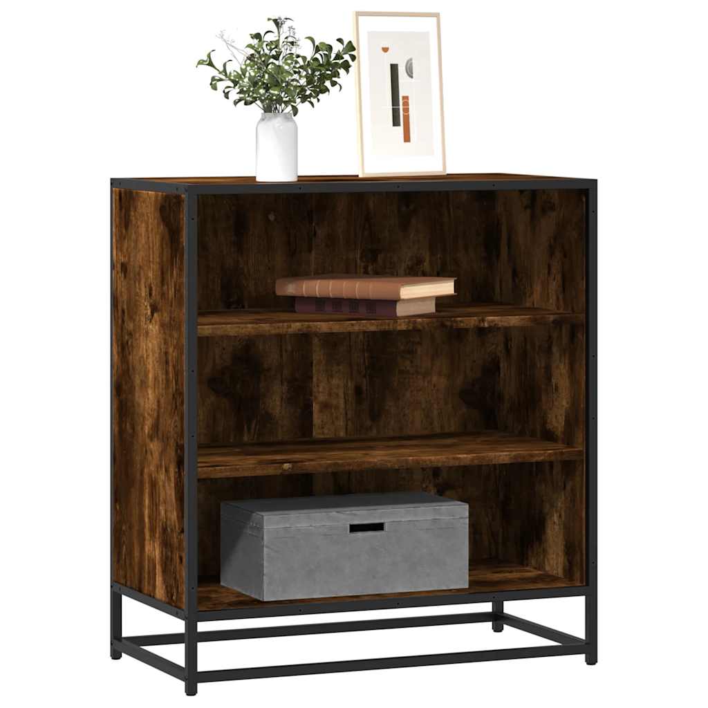 Sideboard Smoked Oak 68x35x76 cm Engineered Wood and Metal