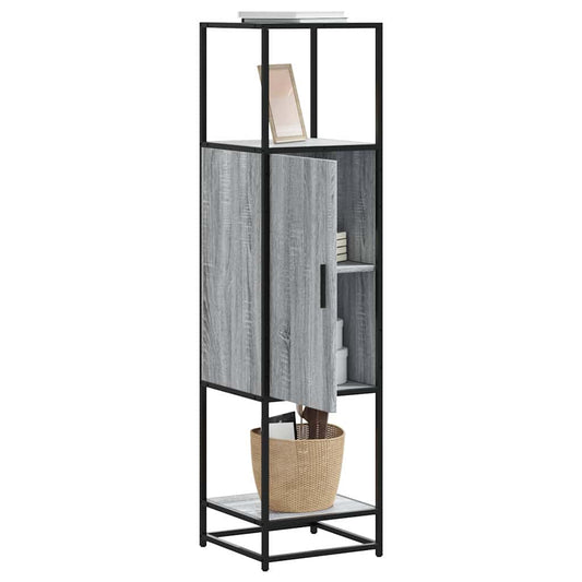 Highboard Grey Sonoma 35.5x35x139 cm Engineered Wood and Metal