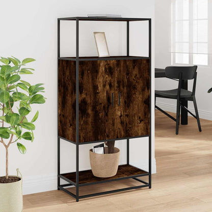 Highboard Smoked Oak 68x35x139 cm Engineered Wood and Metal