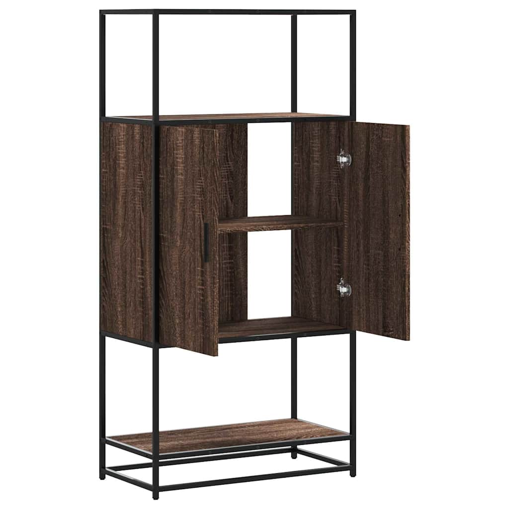 Highboard Brown Oak 68x35x139 cm Engineered Wood and Metal