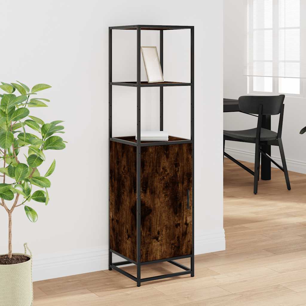 Highboard Smoked Oak 35.5x35x139 cm Engineered Wood and Metal