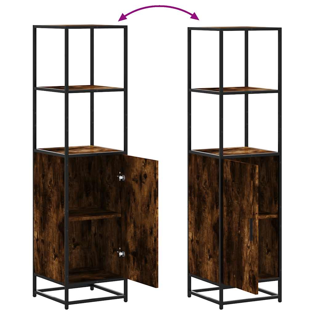 Highboard Smoked Oak 35.5x35x139 cm Engineered Wood and Metal