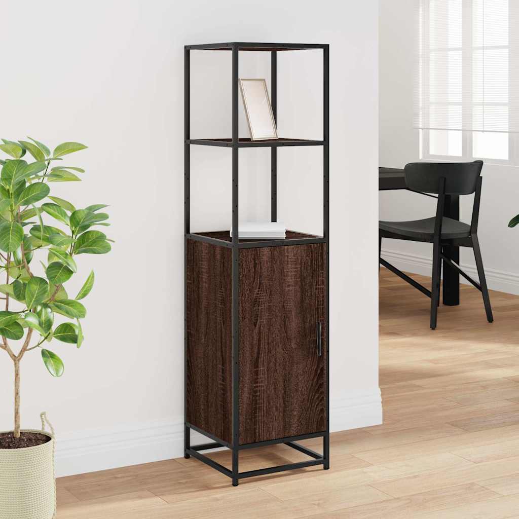 Highboard Brown Oak 35.5x35x139 cm Engineered Wood and Metal