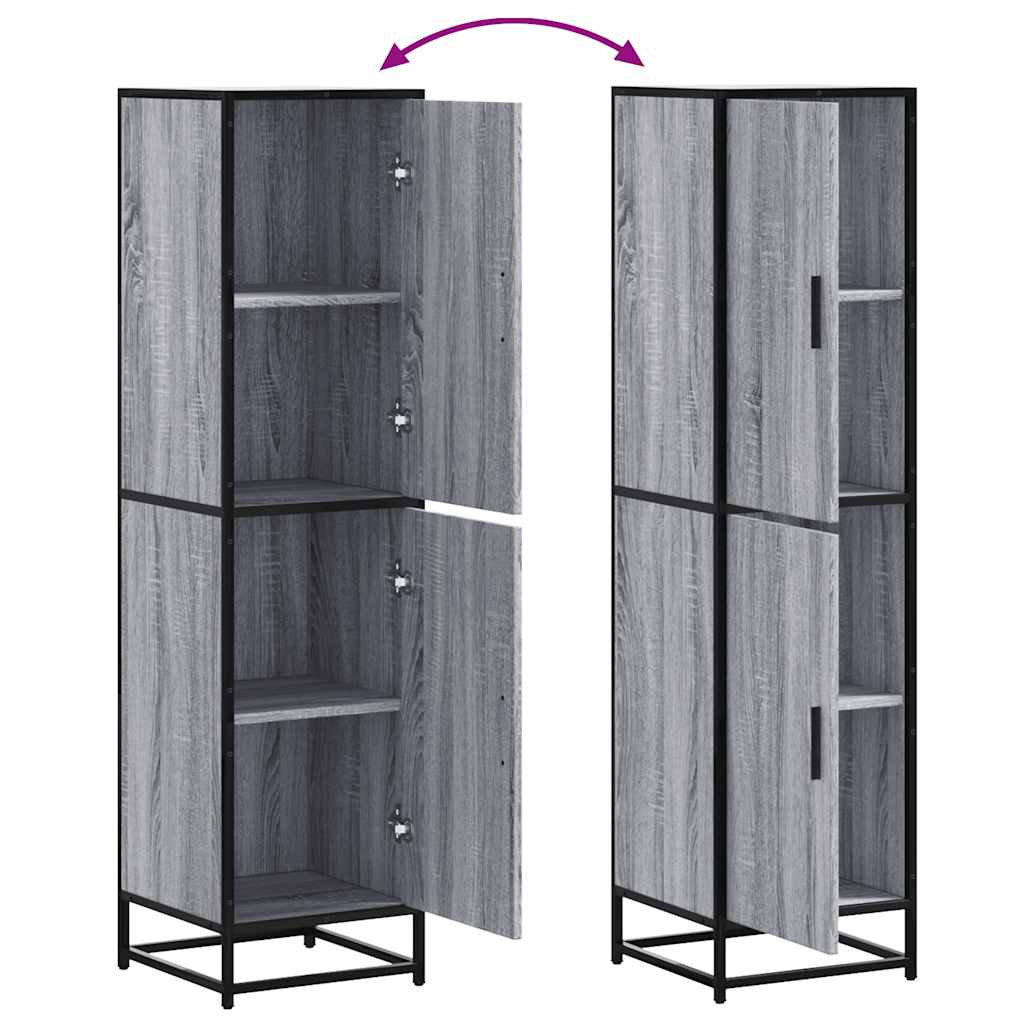 Highboard Grey Sonoma 35.5x35x139 cm Engineered Wood and Metal