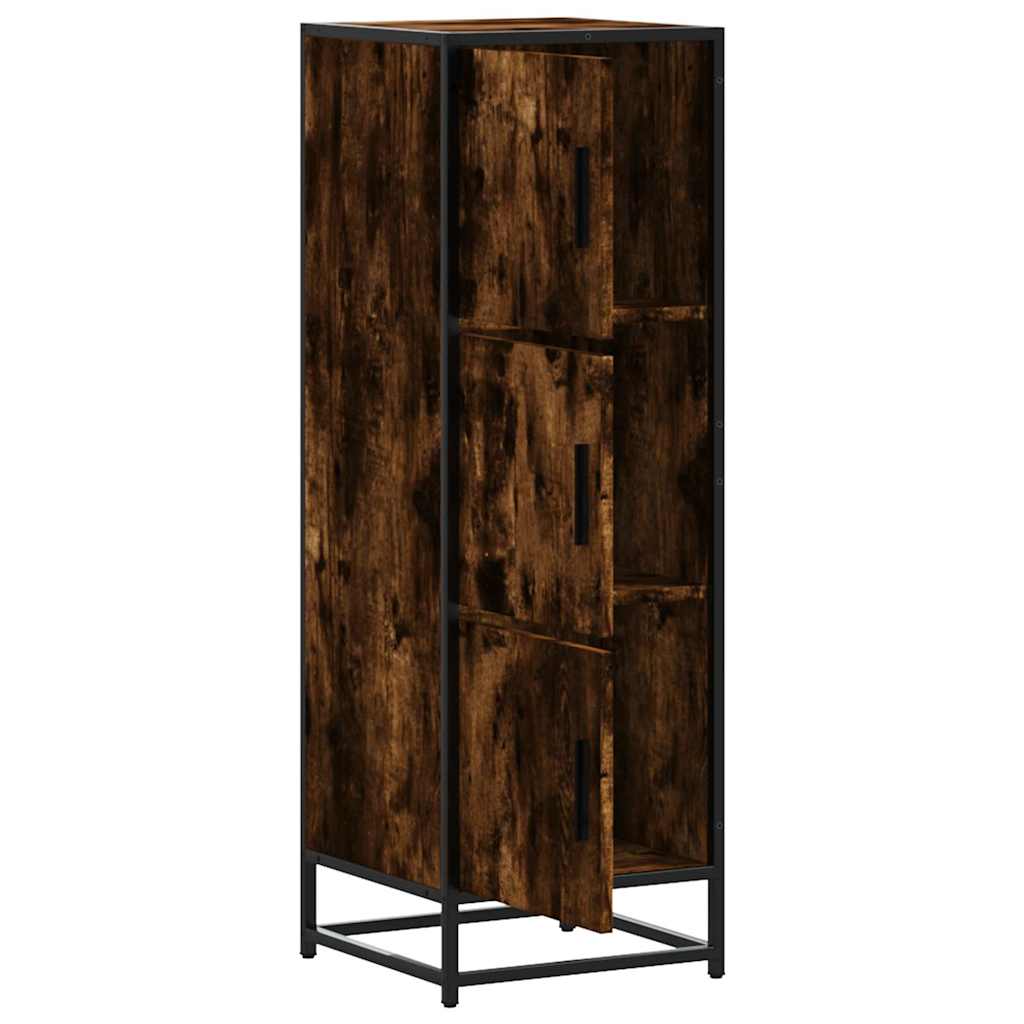 Highboard Smoked Oak 35.5x35x106.5 cm Engineered Wood and Metal