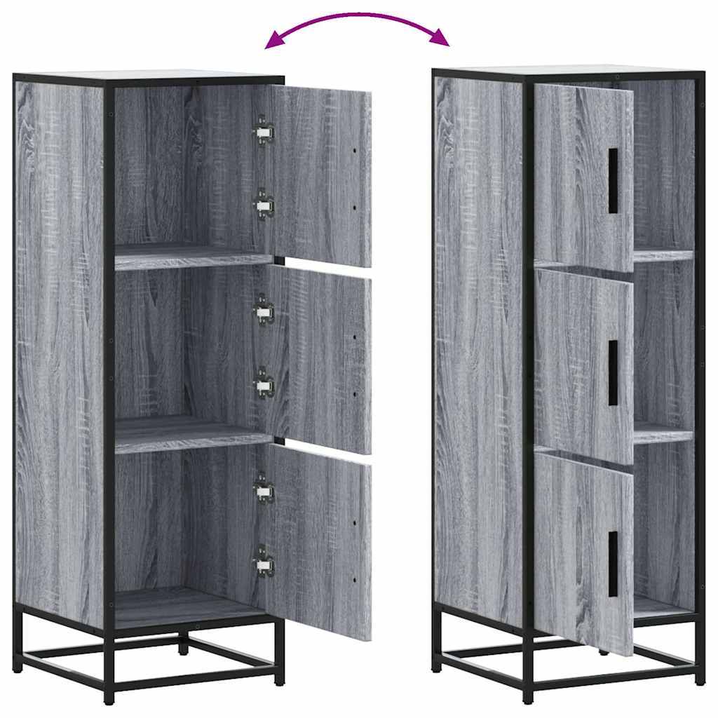 Highboard Grey Sonoma 35.5x35x106.5 cm Engineered Wood and Metal