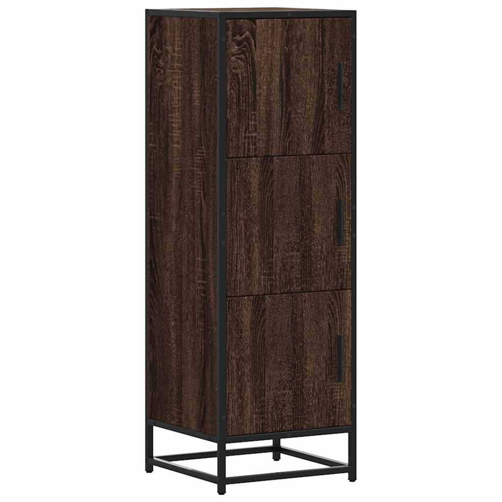 Highboard Brown Oak 35.5x35x106.5 cm Engineered Wood and Metal
