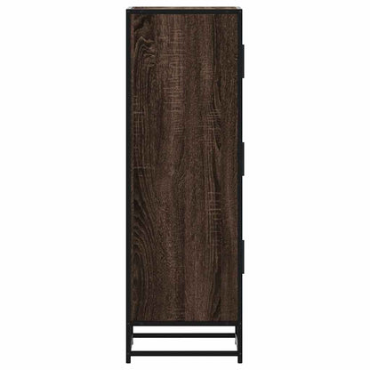Highboard Brown Oak 35.5x35x106.5 cm Engineered Wood and Metal
