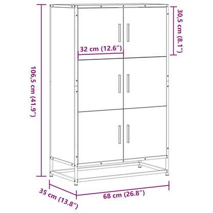 Highboard Brown Oak 68x35x106.5 cm Engineered Wood and Metal