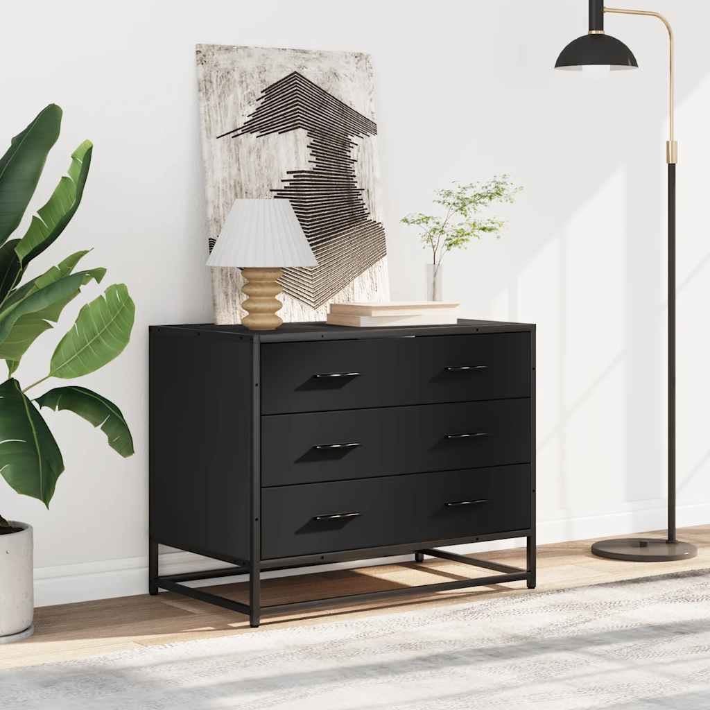 Drawer Cabinet Black 70x41x56 cm Engineered Wood