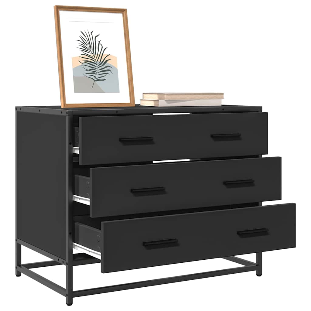 Drawer Cabinet Black 70x41x56 cm Engineered Wood