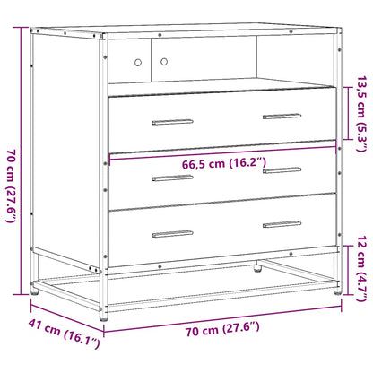 Drawer Cabinet Brown Oak 70x41x70 cm Engineered Wood