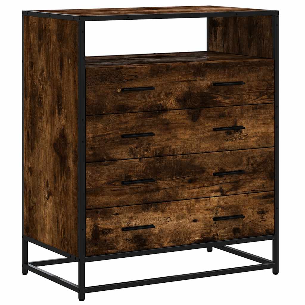Drawer Cabinet Smoked Oak 70x41x83.5 cm Engineered Wood