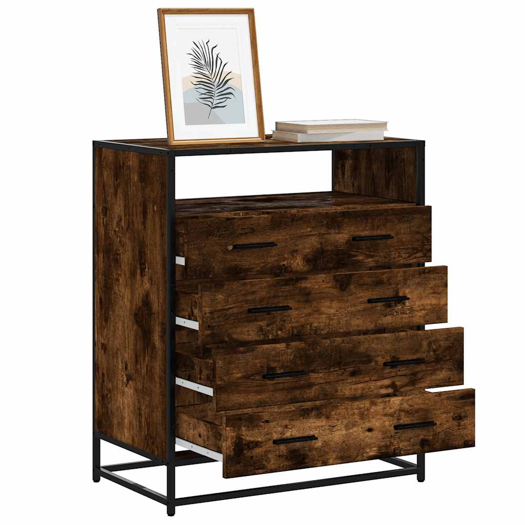 Drawer Cabinet Smoked Oak 70x41x83.5 cm Engineered Wood