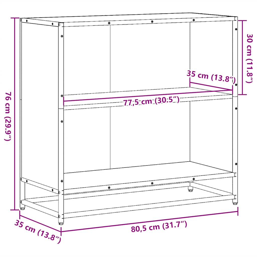 Book Cabinet Smoked Oak 80.5x35x76 cm Engineered Wood