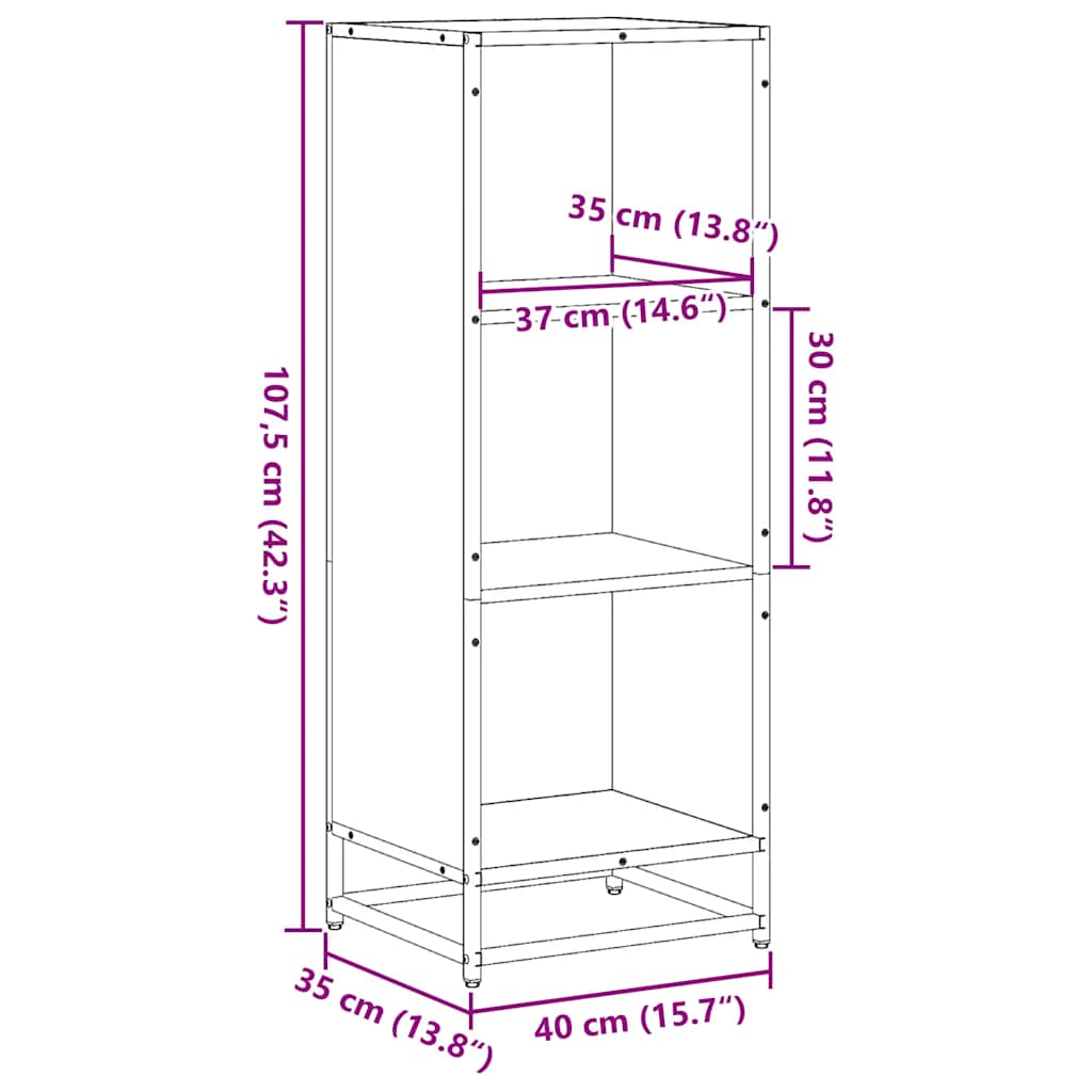 Book Cabinet Black 40x35x107.5 cm Engineered Wood