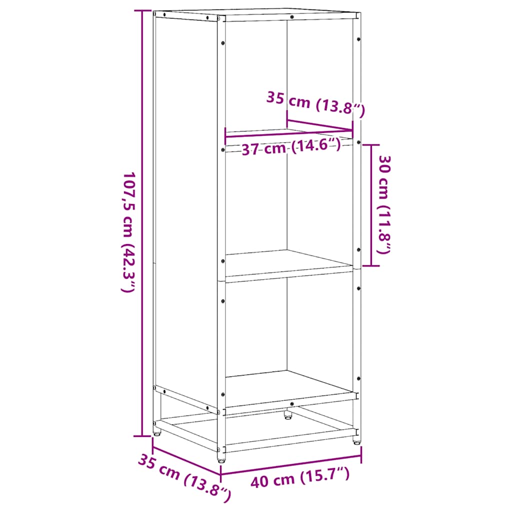 Book Cabinet Smoked Oak 40x35x107.5 cm Engineered Wood