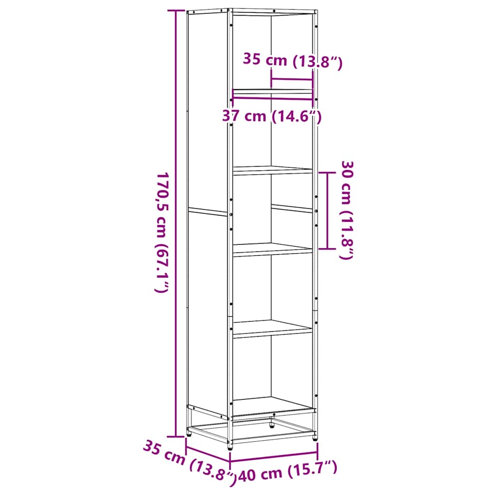 Book Cabinet Sonoma Oak 40x35x170.5 cm Engineered Wood