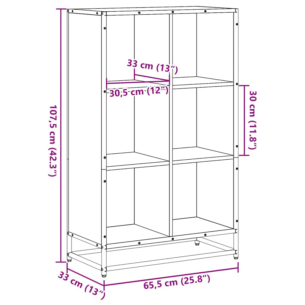 Book Cabinet Black 65.5x33x107.5 cm Engineered Wood