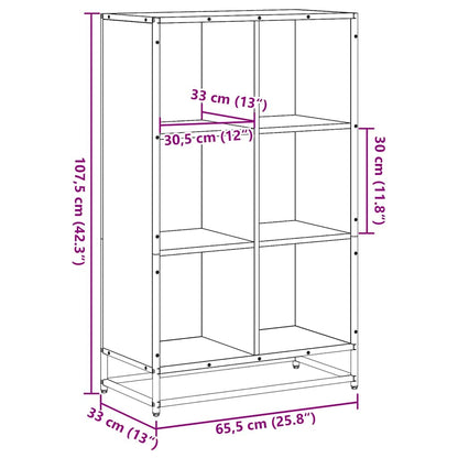 Book Cabinet Smoked Oak 65.5x33x107.5 cm Engineered Wood