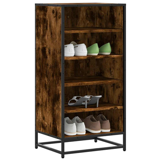 Shoe Rack Smoked Oak 48x38x97.5 cm Engineered Wood