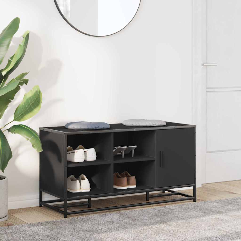 Shoe Bench Black 100x40x53.5 cm Engineered Wood and Metal