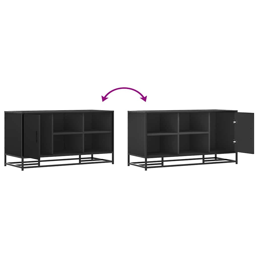 Shoe Bench Black 100x40x53.5 cm Engineered Wood and Metal
