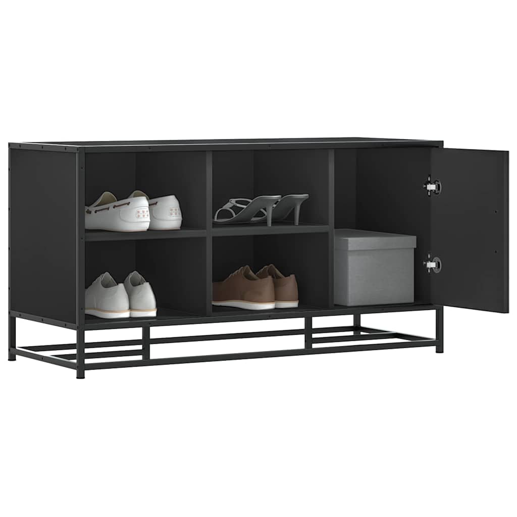 Shoe Bench Black 100x40x53.5 cm Engineered Wood and Metal