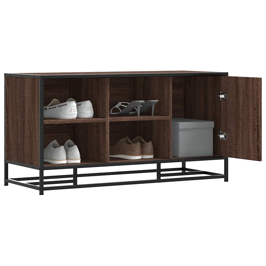 Shoe Bench Brown Oak 100x40x53.5 cm Engineered Wood and Metal