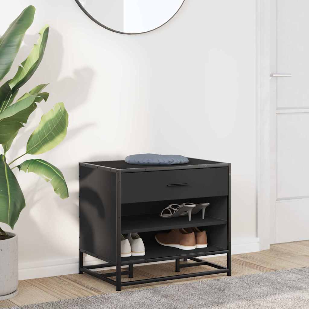 Shoe Bench Black 60x40x53.5 cm Engineered Wood and Metal